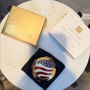 Estee Lauder Gold Compact with Flag Motif